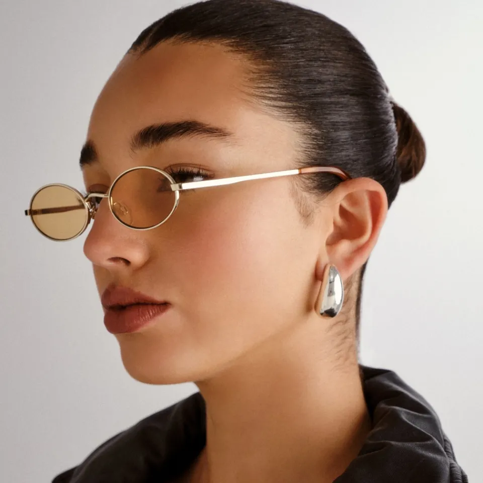 Sunglasses|Sunglasses|Anni Lu Le Specs Love Train Gold-Tone Oval-Frame Sunglasses