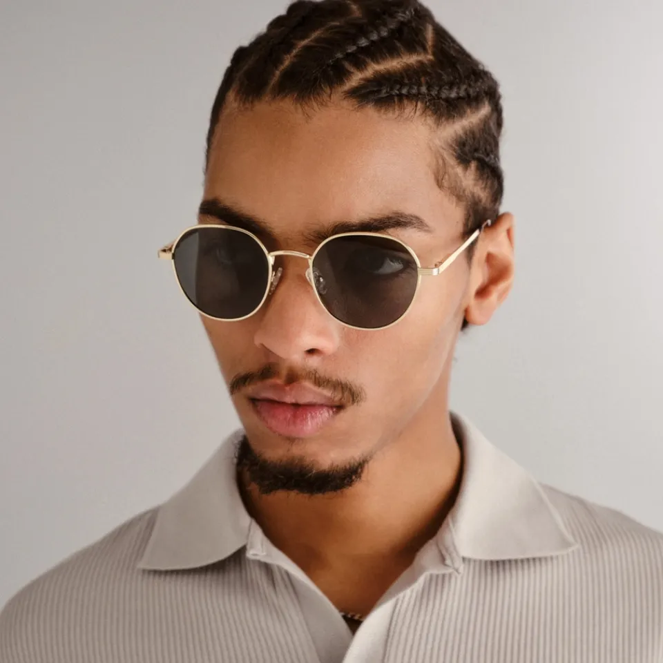 Sunglasses|Sunglasses|Anine Bing Le Specs Odyssey Gold-Tone Round-Frame Sunglasses