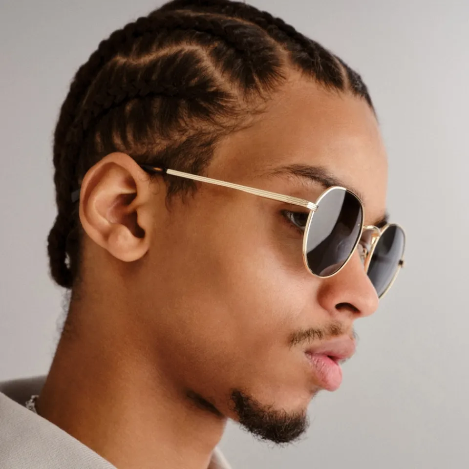Sunglasses|Sunglasses|Anine Bing Le Specs Odyssey Gold-Tone Round-Frame Sunglasses