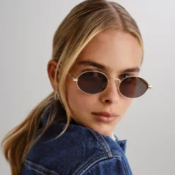 Sunglasses|Sunglasses|Ganni Le Specs Poseidon Deux Gold-Tone Oval-Frame Sunglasses