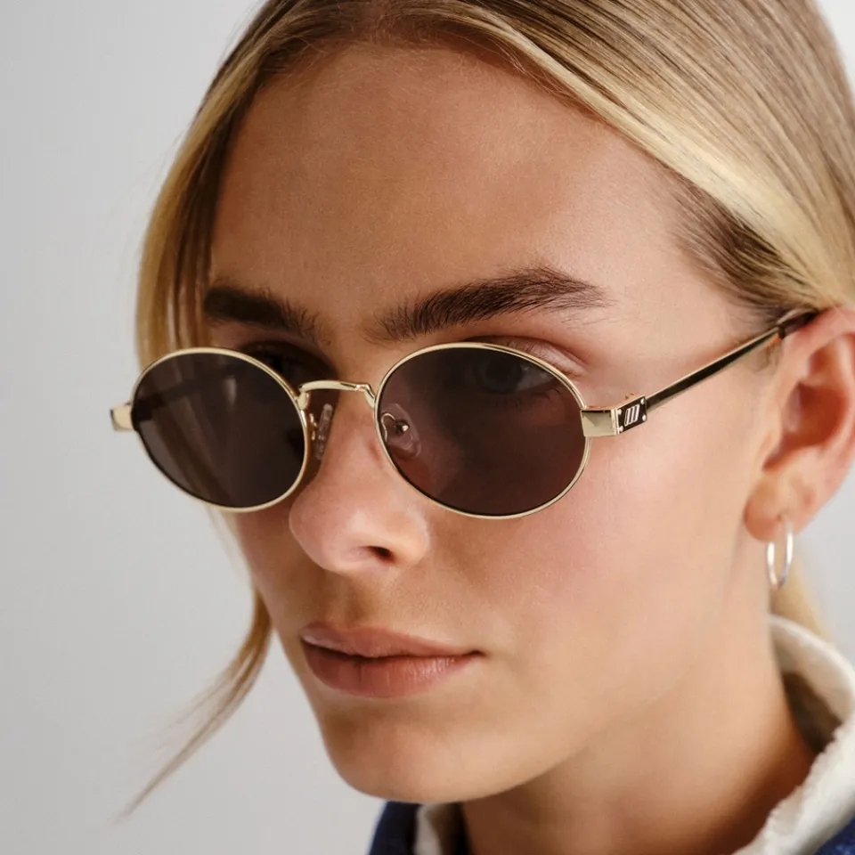 Sunglasses|Sunglasses|Ganni Le Specs Poseidon Deux Gold-Tone Oval-Frame Sunglasses