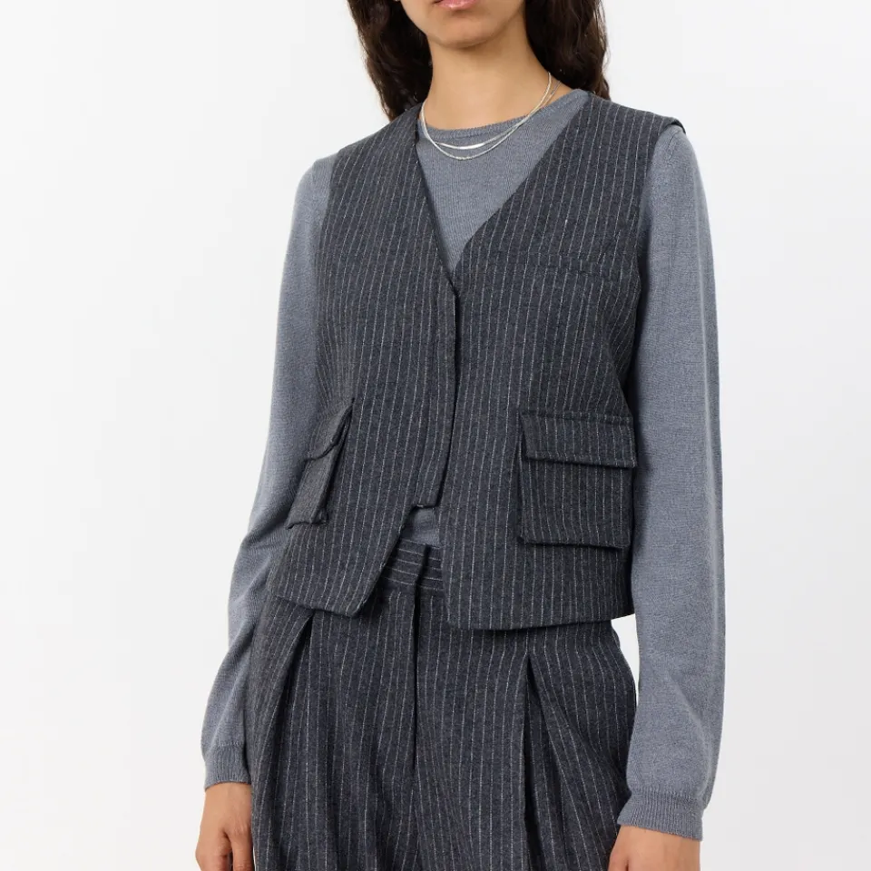 Jackets|Coats|Samsøe Samsøe Leveté Room Iris Twill Waistcoat - M/38