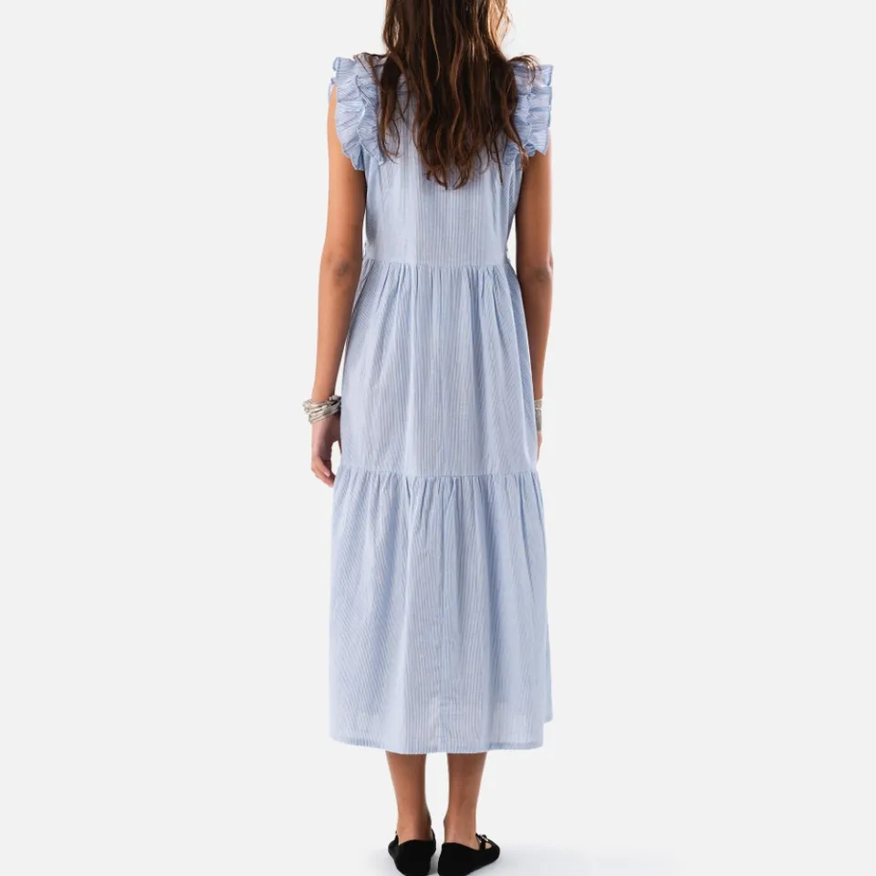 Dresses|Dresses|Lollys Laundry Harriet Striped Cotton-Poplin Maxi Dress - S