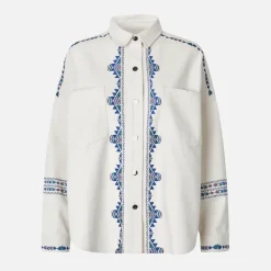 T-Shirts And Tops|Shirts And Blouses|Marant Etoile Lollys Laundry VeidaLL LS Cotton-Twill Blouse - XS