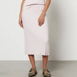 Skirts|Skirts|Maison Kitsuné Baby Fox Patch Cotton Blend Ribbed Midi Skirt - XS