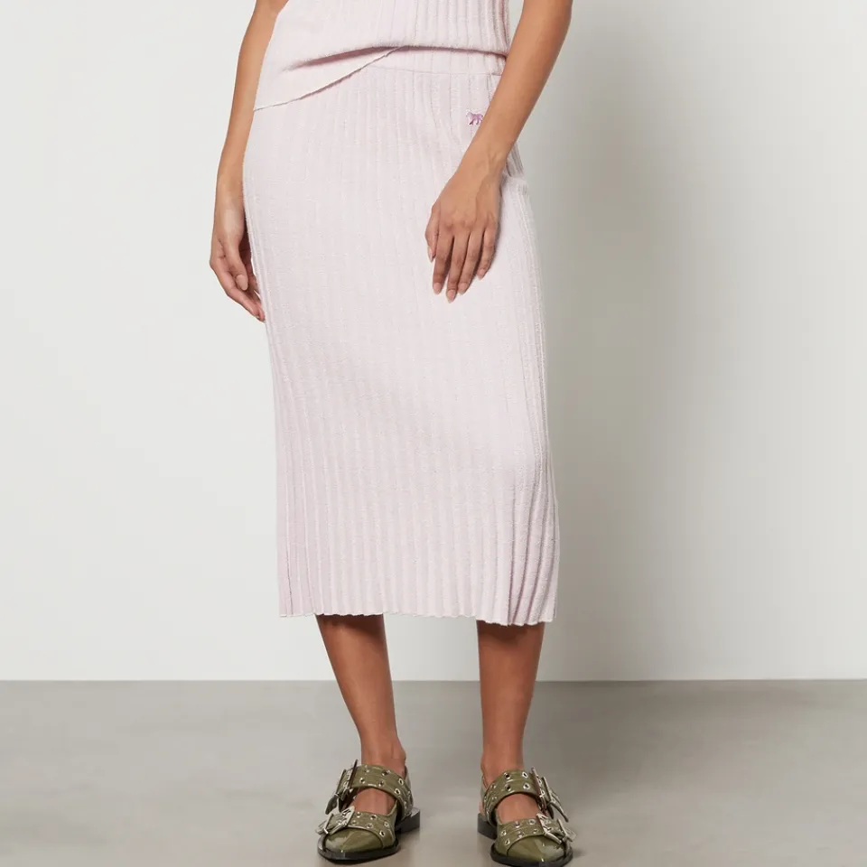 Skirts|Skirts|Maison Kitsuné Baby Fox Patch Cotton Blend Ribbed Midi Skirt - XS