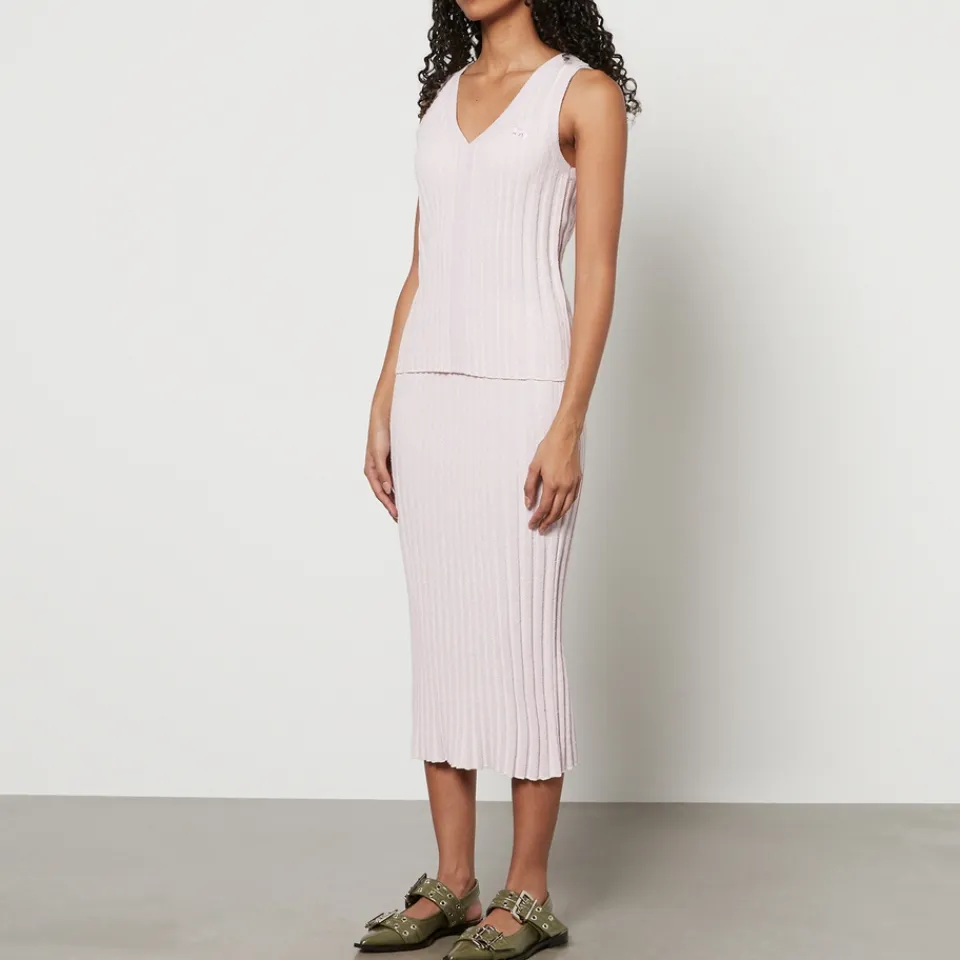 Skirts|Skirts|Maison Kitsuné Baby Fox Patch Cotton Blend Ribbed Midi Skirt - XS