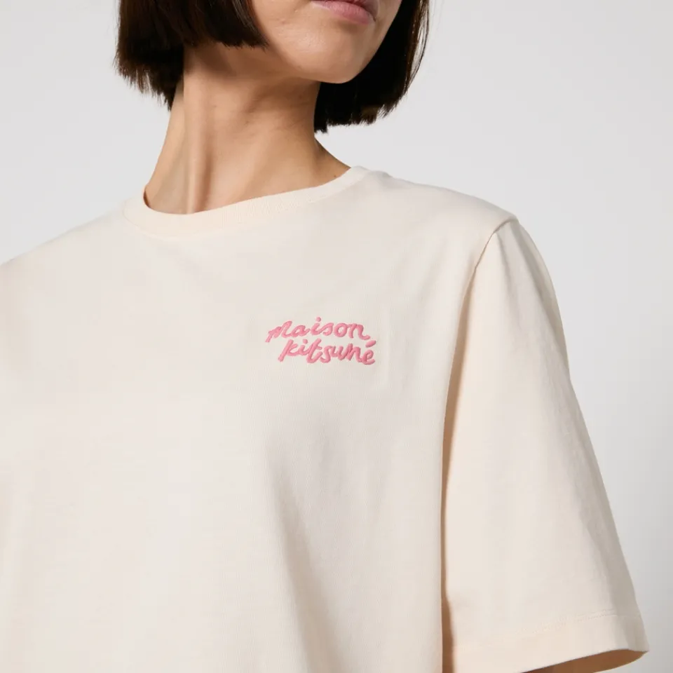 Loungewear|T-Shirts And Tops|Anine Bing Maison Kitsuné Comfort Embroidered Cotton-Jersey T-Shirt - XXS