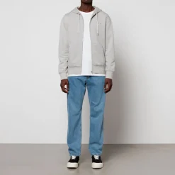 Sweatshirts|Loungewear|Maison Kitsuné Tricolor Fox Patch Zip Hoodie - Grey Melange - XS
