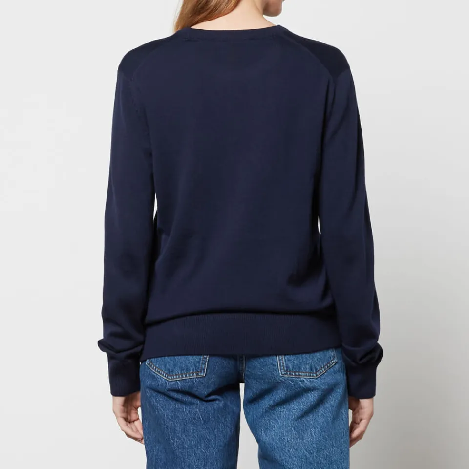 Sweatshirts|Loungewear|Maison Kitsuné Tricolor Fox Patch Classic R-Neck Jumper - Navy - M