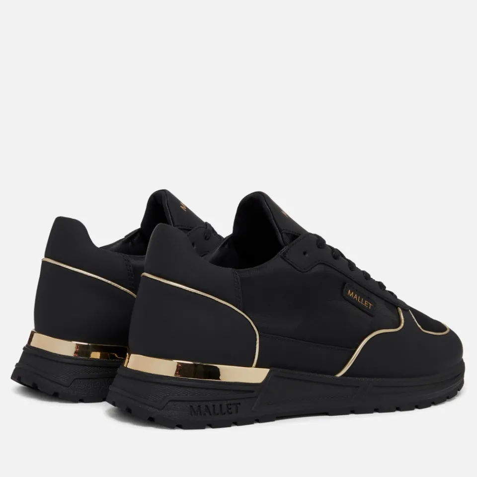 Trainers|Dr. Martens Mallet Men's Popham Lite Leather-Blend Triple Black Gold Camo Trainers - UK 7