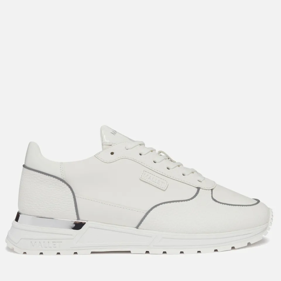 Trainers|Axel Arigato Mallet Men's Popham Lite Leather Blend White Silver Trainer - UK 7