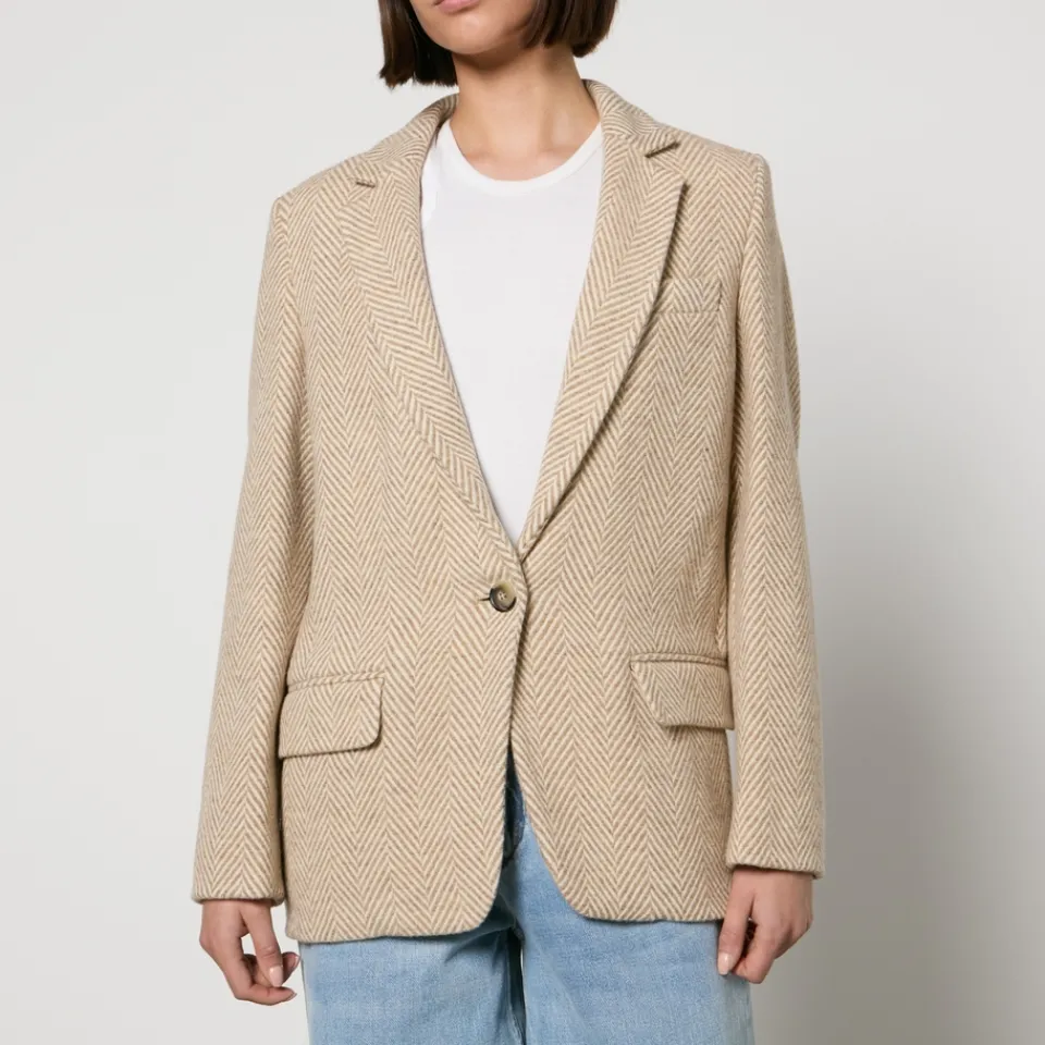 Jackets|Coats|Dr. Martens Marant Etoile Charlyne Herringbone Wool Blazer - FR 40/UK 12