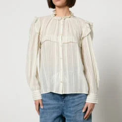 T-Shirts And Tops|Shirts And Blouses|Marant Etoile Idety Semi-Sheer Cotton-Seersucker Shirt - FR 36/UK 8