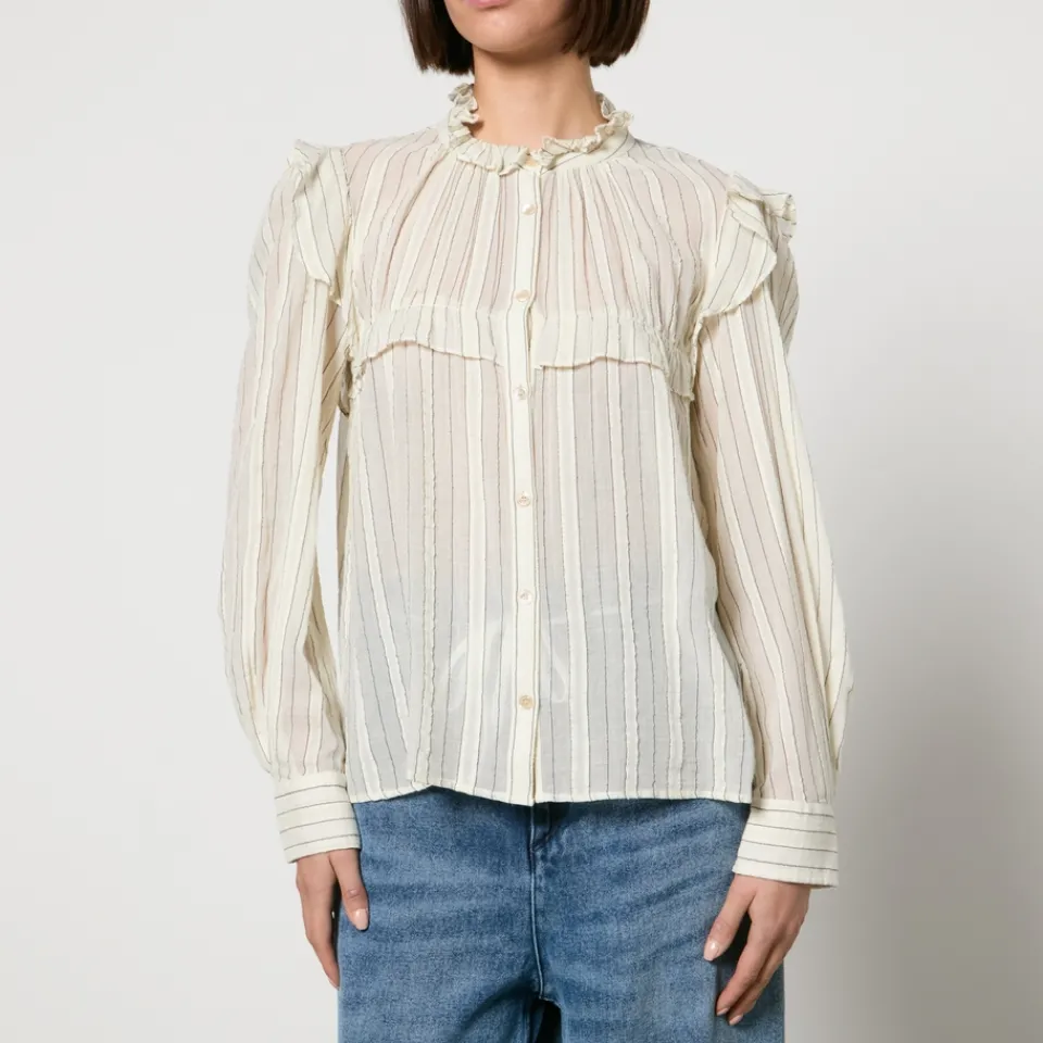 T-Shirts And Tops|Shirts And Blouses|Marant Etoile Idety Semi-Sheer Cotton-Seersucker Shirt - FR 36/UK 8