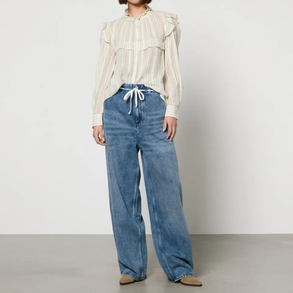 T-Shirts And Tops|Shirts And Blouses|Marant Etoile Idety Semi-Sheer Cotton-Seersucker Shirt - FR 36/UK 8