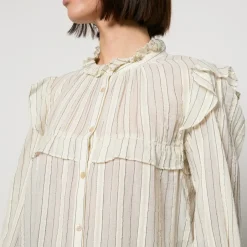 T-Shirts And Tops|Shirts And Blouses|Marant Etoile Idety Semi-Sheer Cotton-Seersucker Shirt - FR 36/UK 8
