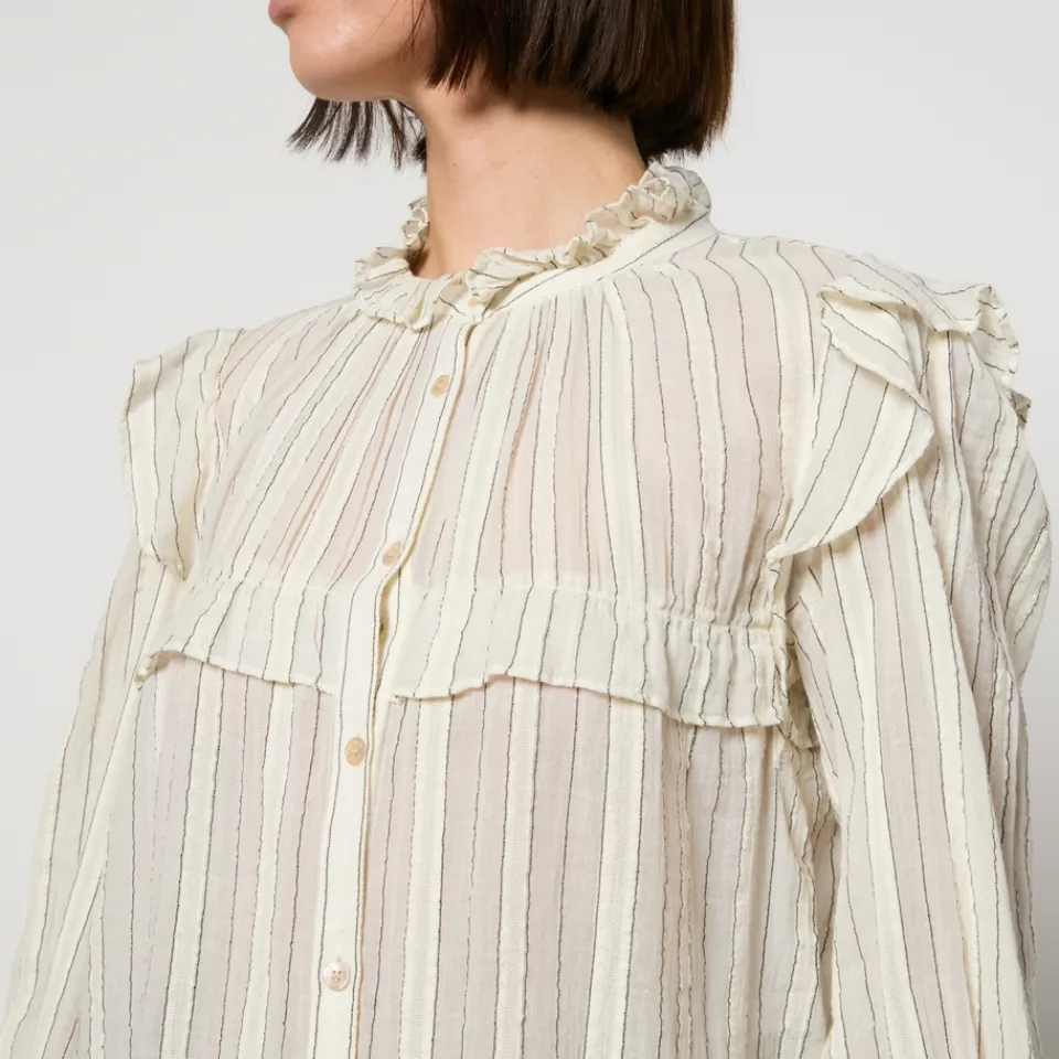 T-Shirts And Tops|Shirts And Blouses|Marant Etoile Idety Semi-Sheer Cotton-Seersucker Shirt - FR 36/UK 8