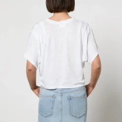 Loungewear|T-Shirts And Tops|Marant Etoile Kyanza Logo-Print Linen T-Shirt - M