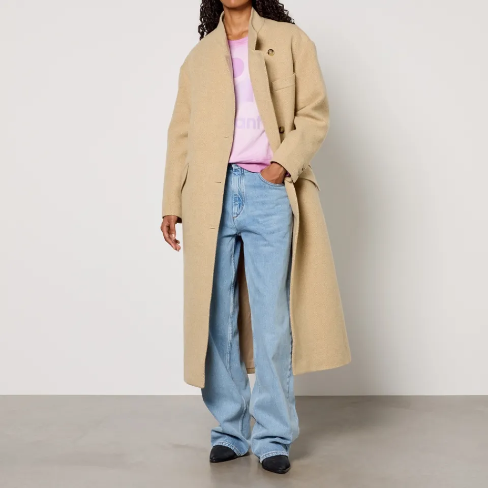 Jackets|Coats|Marant Etoile Lewina Wool-Blend Longline Coat - UK 8