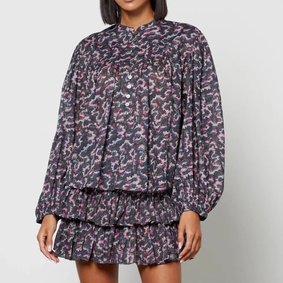 T-Shirts And Tops|Shirts And Blouses|Marant Etoile Salika Printed Cotton-Gauze Blouse - FR 34/UK 6