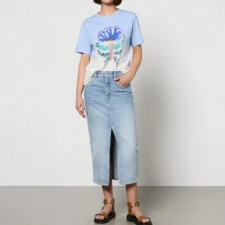 Loungewear|T-Shirts And Tops|Marant Etoile Zewel Flocked Logo Cotton-Jersey T-Shirt - M
