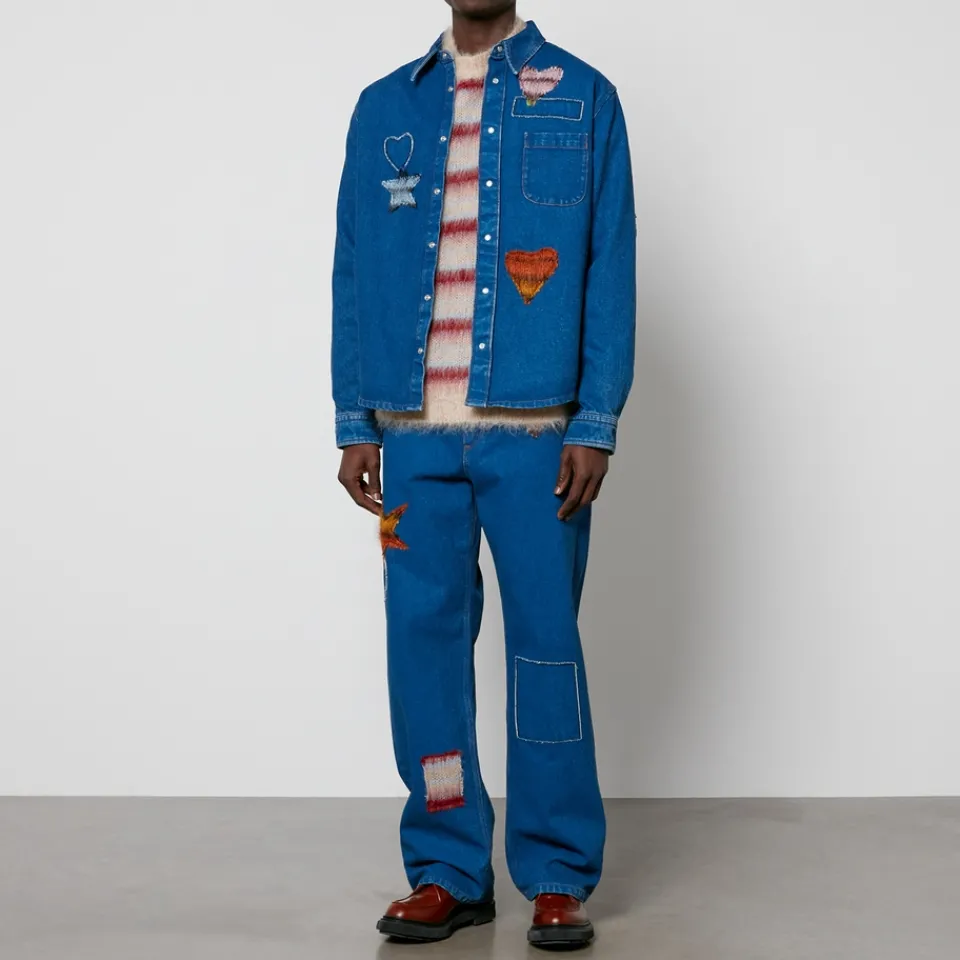 Jeans|Dr. Martens Marni Mohair Patchwork Denim Straight-Leg Jeans - W34/L32
