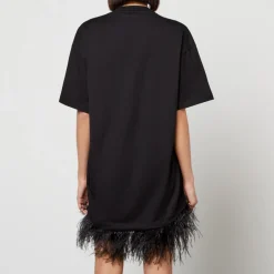 Loungewear|Dresses|Marques Almeida Feather-Trimmed Cotton T-Shirt Dress - XS