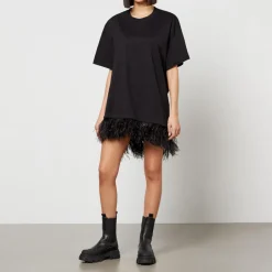 Loungewear|Dresses|Marques Almeida Feather-Trimmed Cotton T-Shirt Dress - XS