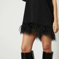 Dresses|Dresses|Dr. Martens Marques Almeida Feather-Trimmed Cotton-Jersey T-Shirt Dress - XL