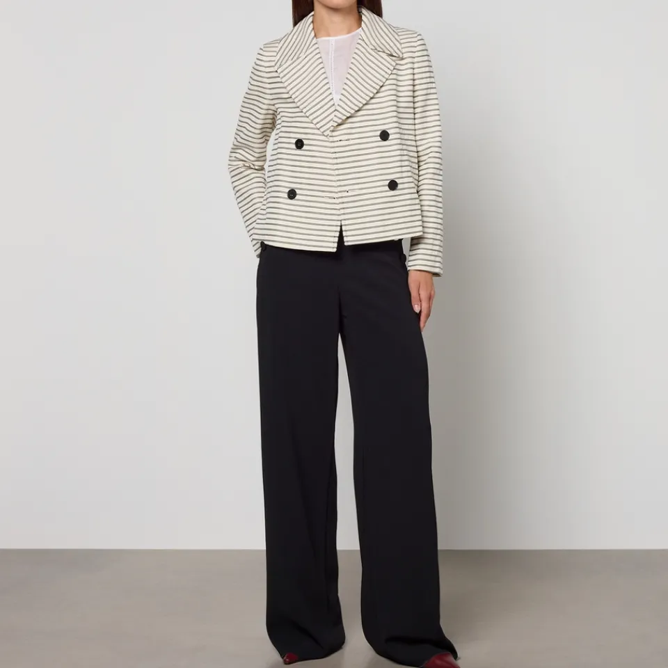 Jackets|Coats|Dr. Martens Max Mara Studio Assuan Striped Cotton Ottoman Blazer - UK 6