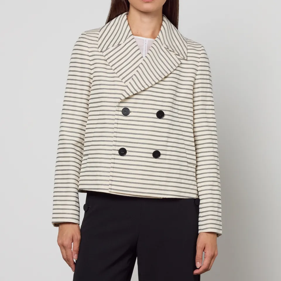 Jackets|Coats|Dr. Martens Max Mara Studio Assuan Striped Cotton Ottoman Blazer - UK 6