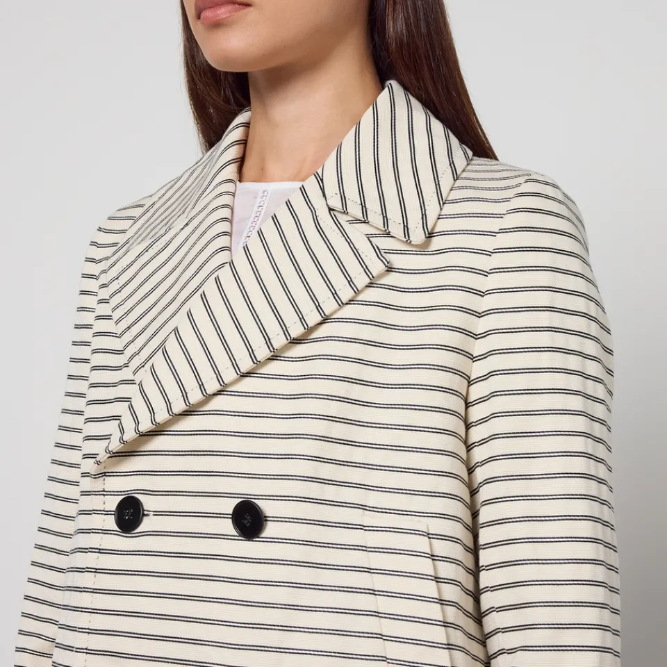 Jackets|Coats|Dr. Martens Max Mara Studio Assuan Striped Cotton Ottoman Blazer - UK 6