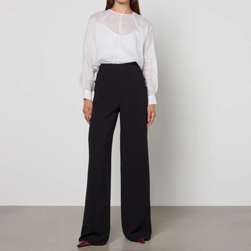 T-Shirts And Tops|Loungewear|Dr. Martens Max Mara Studio Edile Sheer Ramie T-Shirt - UK 10
