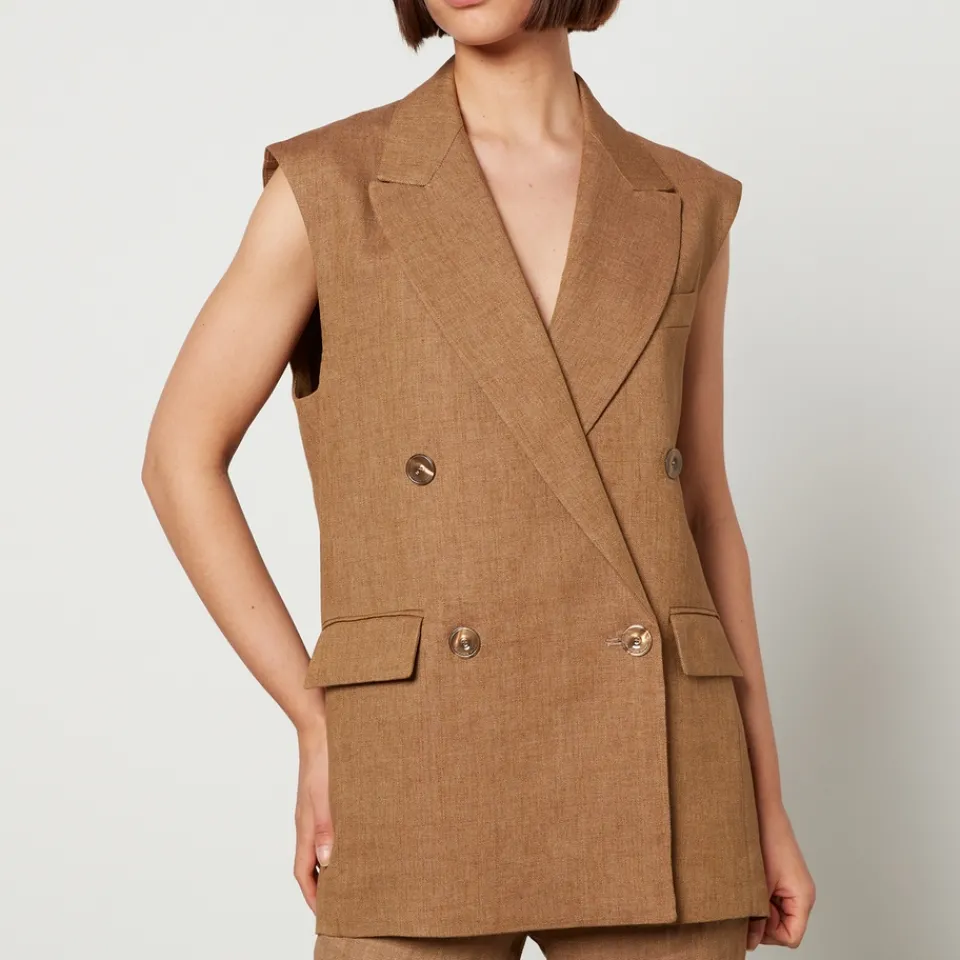 Jackets|Coats|Dr. Martens Max Mara Studio Eliche Flax Linen Sleeveless Blazer - UK 14