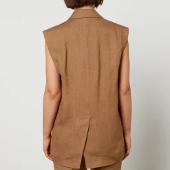 Jackets|Coats|Dr. Martens Max Mara Studio Eliche Flax Linen Sleeveless Blazer - UK 14