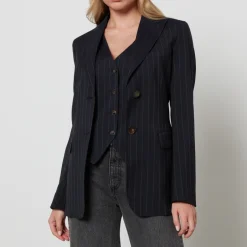 Jackets|Coats|Dr. Martens Max Mara Studio Mora Pinstriped Woven Blazer - UK 6