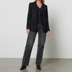 Jackets|Coats|Dr. Martens Max Mara Studio Mora Pinstriped Woven Blazer - UK 6
