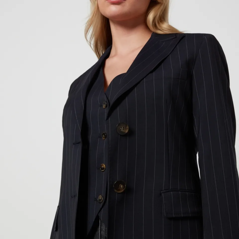 Jackets|Coats|Dr. Martens Max Mara Studio Mora Pinstriped Woven Blazer - UK 6