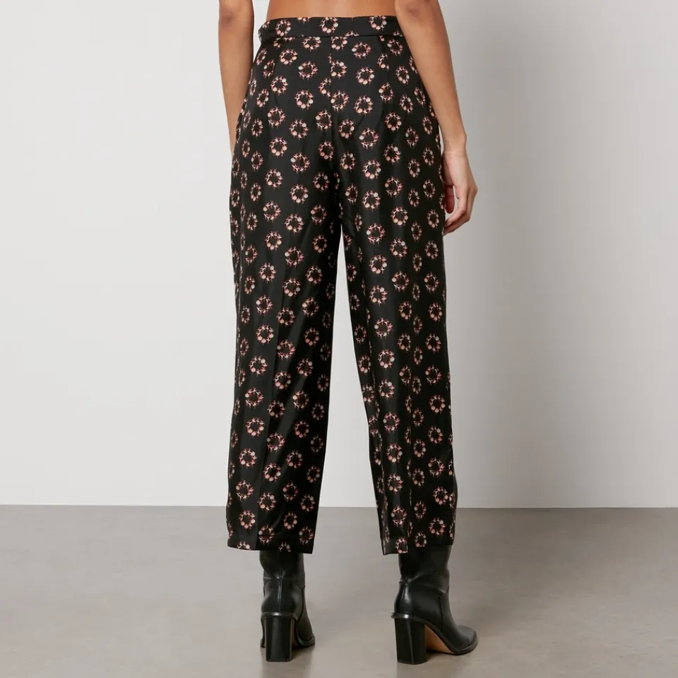Trousers|Co-Ord Sets|Dr. Martens Max Mara Studio Torbole Cropped Silk Straight-Leg Trousers - UK 8