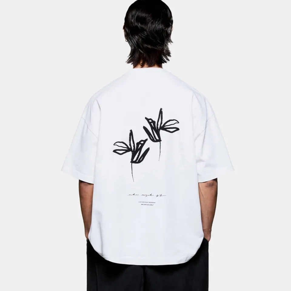 T-Shirts|T-Shirts|MKI MIYUKI ZOKU Ink Flower Cotton-Jersey T-Shirt - S