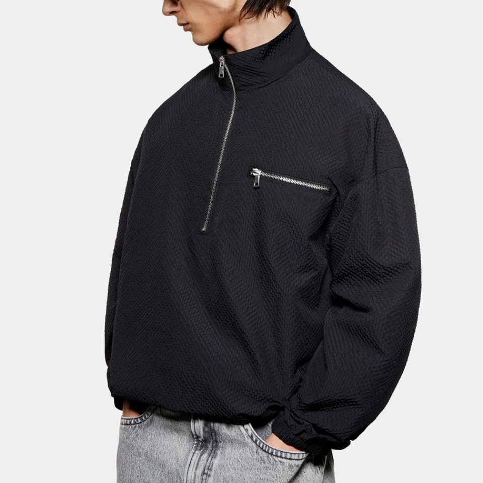 Loungewear|Sweatshirts|MKI MIYUKI ZOKU Seersucker Half-Zip Jacket - S