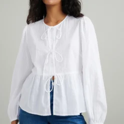 T-Shirts And Tops|Shirts And Blouses|Nobody's Child Bernice Cotton-Cloqué Blouse - UK 6