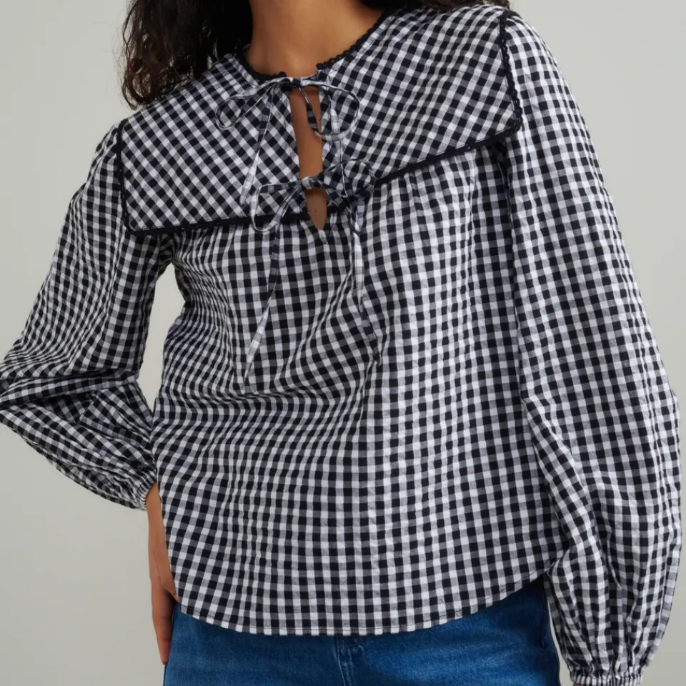 T-Shirts And Tops|Shirts And Blouses|Barbour Nobody's Child Bridy Gingham Seersucker Blouse - UK 6