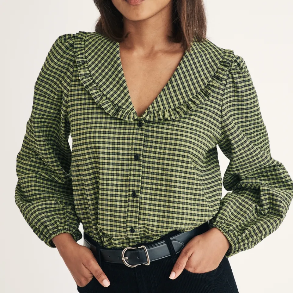 T-Shirts And Tops|Shirts And Blouses|Sleeper Nobody's Child Emmie Gingham Blouse - UK 16