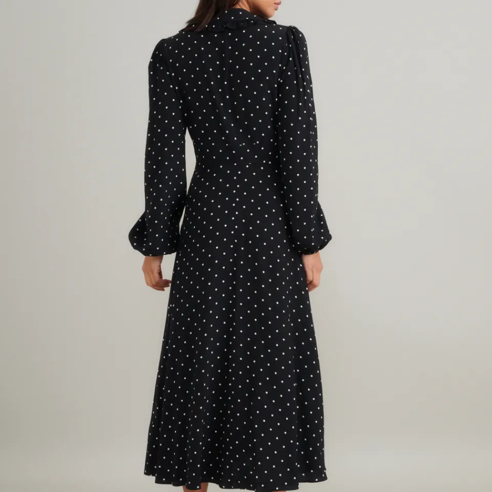Dresses|Dresses|ROTATE Birger Christensen Nobody's Child Otillie Polka Dot Crepe Midi Dress - UK 6