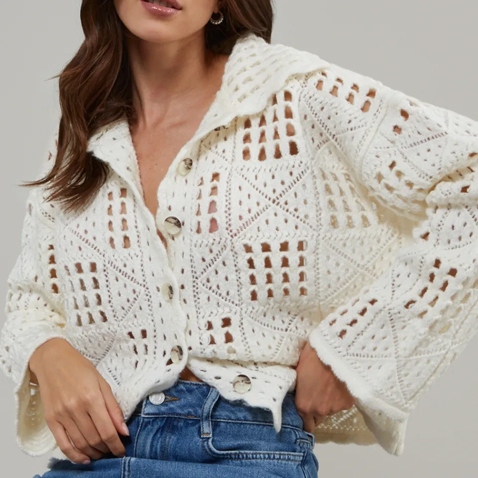Knitwear|Stine Goya Nobody's Child Pointelle Knit Cardigan - M