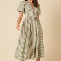 Dresses|Dresses|Nobody's Child Starlight Striped Cotton-Seersucker Dress - UK 12