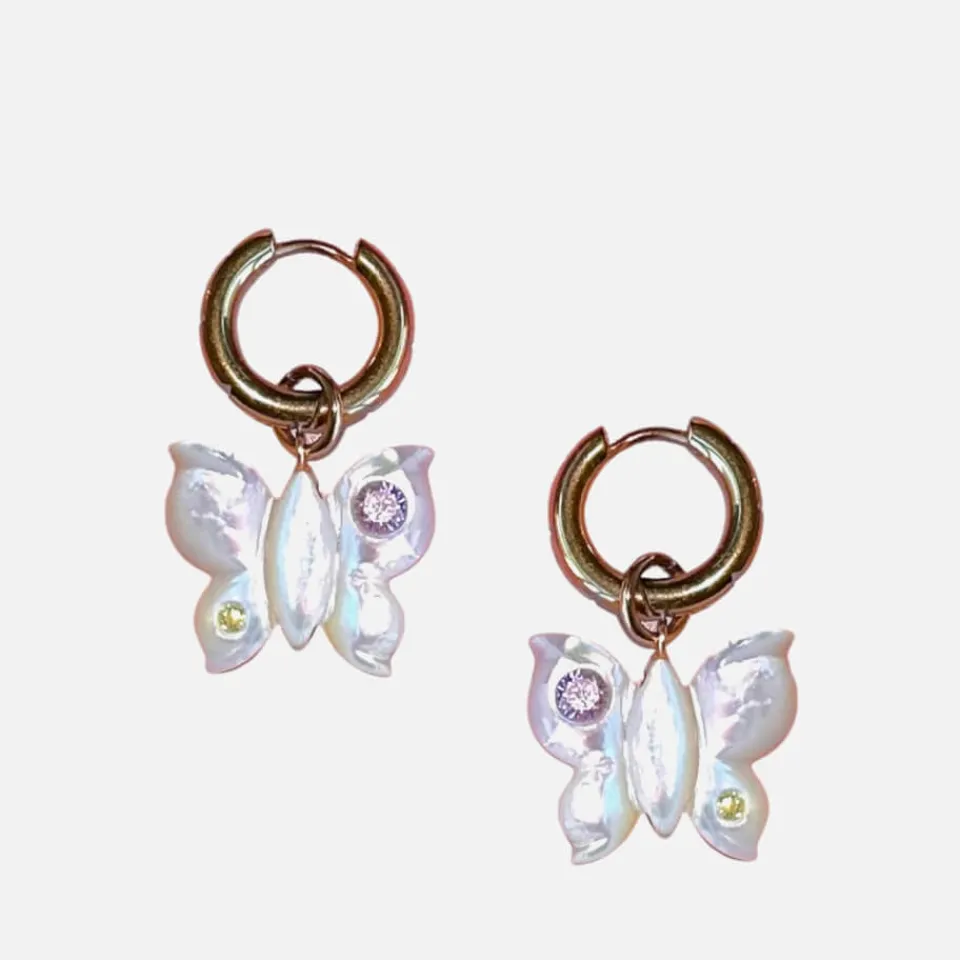 Jewellery|Notte Farfalla Glow Mother of Pearl Gold-Plated Earrings