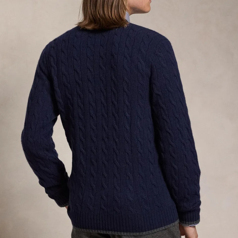 Cardigans|Knitwear|Dr. Martens Polo Ralph Lauren Cable-Knit Cotton V-Neck Cardigan - L